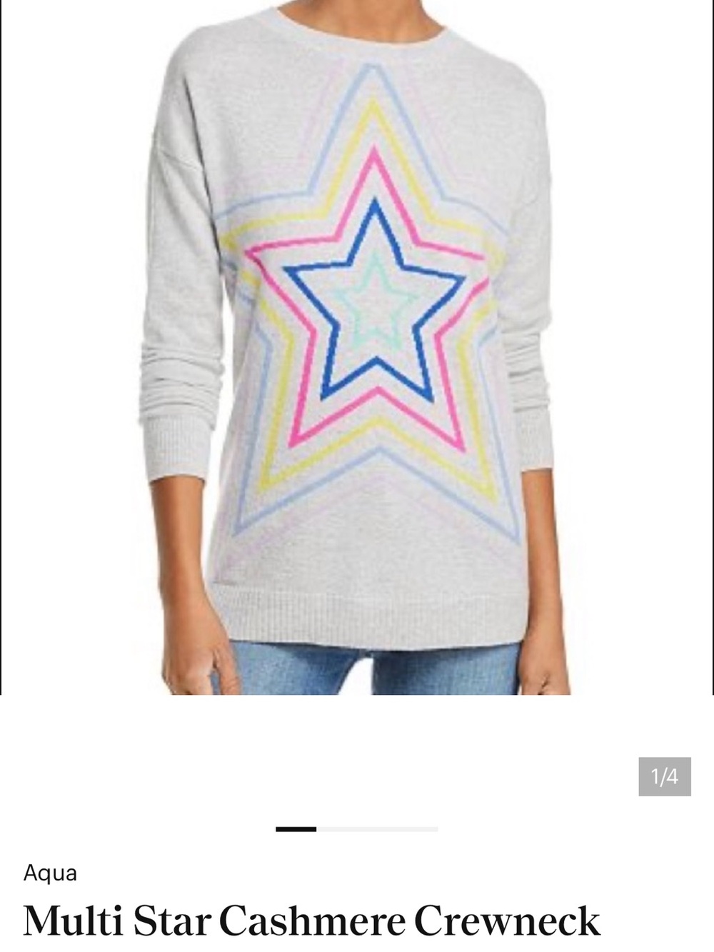 Light Gray Star Crewneck Sweater - Multi Color